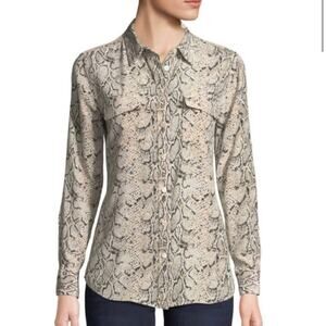 Equipment Femme Slim Signature Snake Print Silk Blouse Size M